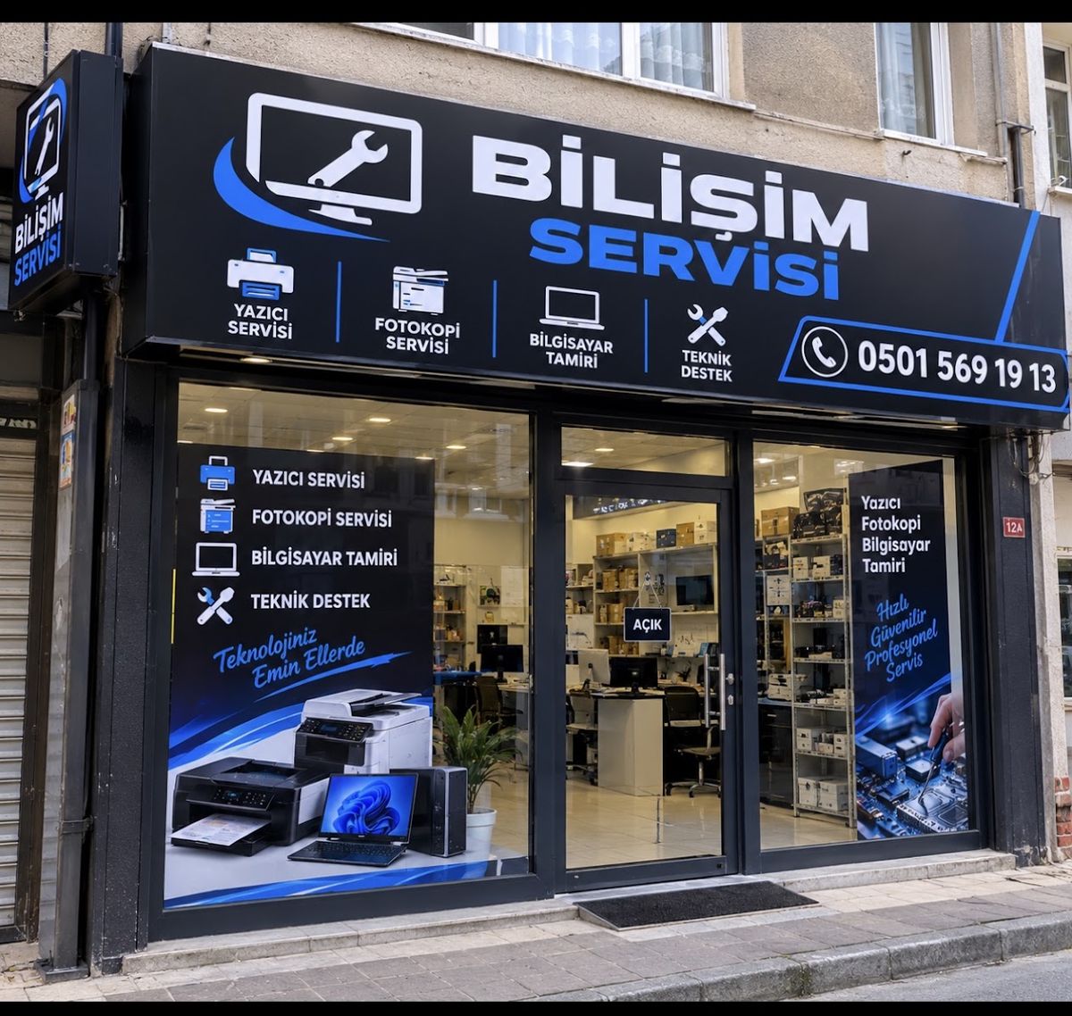 Bilişim Servisi dükkân önü, İçmeler Tuzla