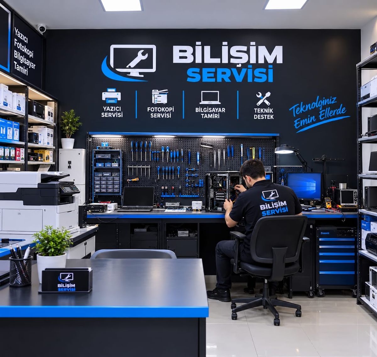 Bilişim Servisi onarım çalışması